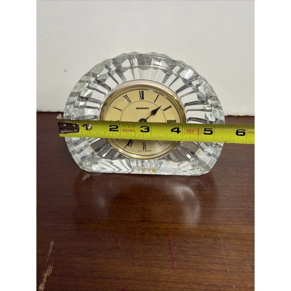 Vintage Staiger Mantle Clock with Cut Crystal Case and Quartz Movement W Germany